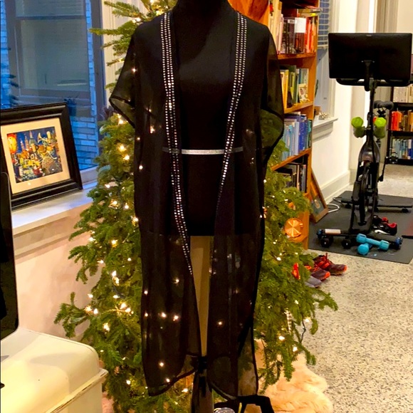 Sweaters - Sheer duster with sequin detailing